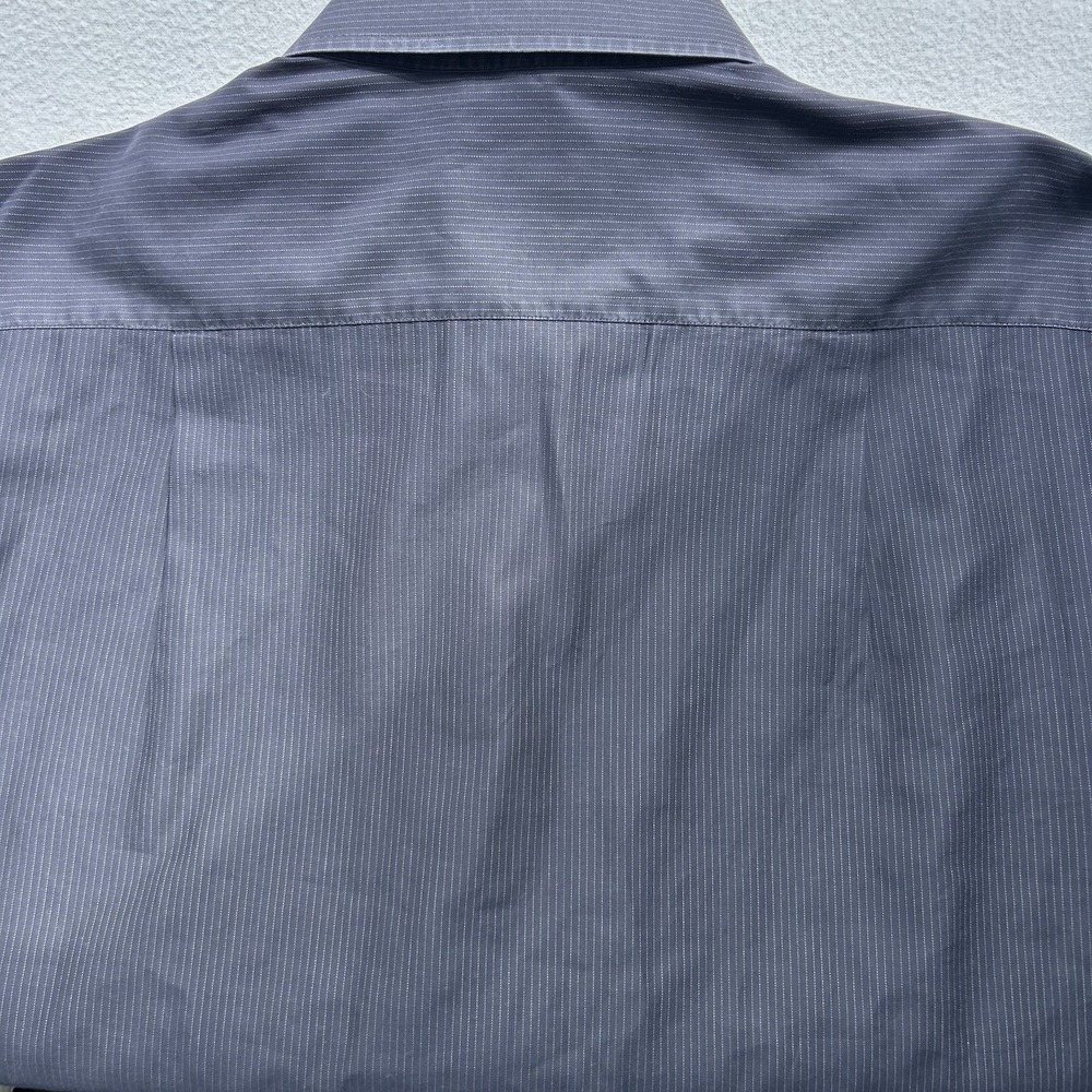 Brioni Mens Gray Vertical Stripe Button Up Dress Shirt Made in Italy Size 4 - Picture 13 of 13
